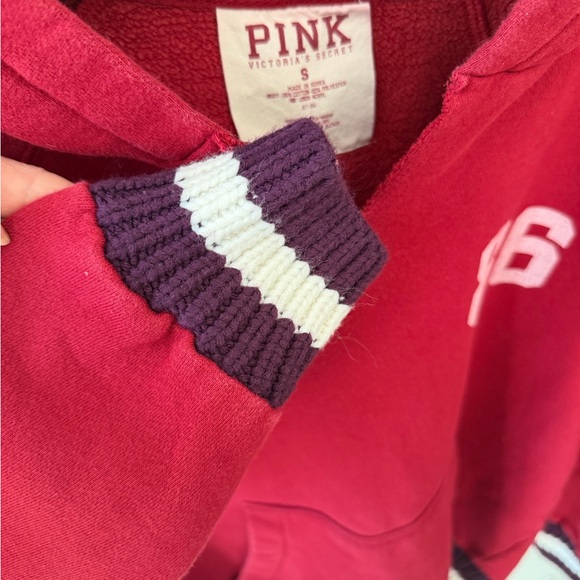 Rare PINK Victoria's Secret Hoodie - Cranberry Red - Picture 3 of 7